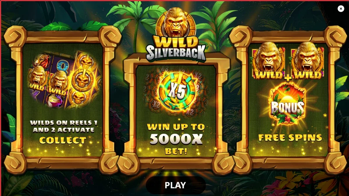 Tampilan visual slot Wild Silverback dengan latar belakang hutan rimbun dan simbol hewan liar.
