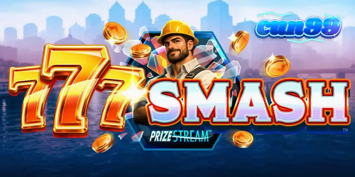 Tampilan visual slot 777 Smash dengan tema konstruksi dan bola penghancur.